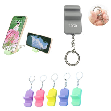 Portable Mini Silicone Cell Phone Stand Holder With Keyring