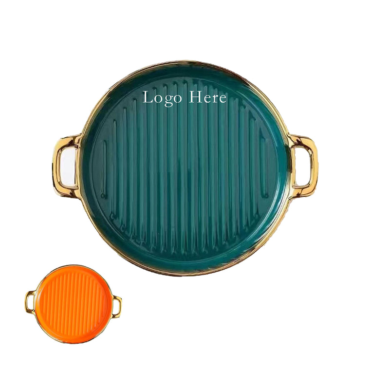 9 Inch Round Gold-Rimmed Dinner Plate