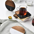 4" Marble And Acacia Wooden Insulated Coasters