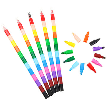 12 Color Block Patchwork Crayons