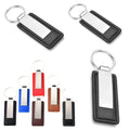 Metal PU Leather Rectangular Keychain