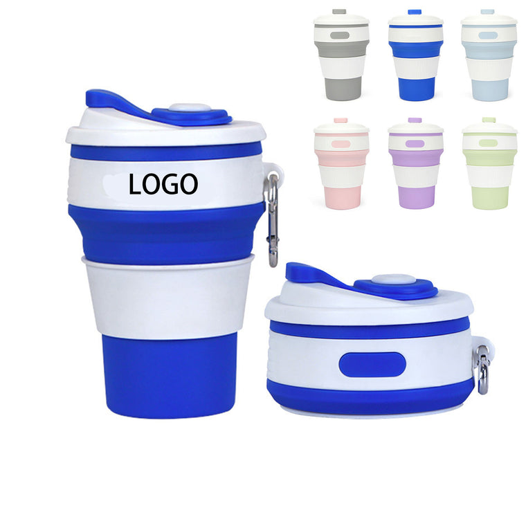 12Oz Collapsible Silicon Cup With Lid Travel Coffee Tumbler