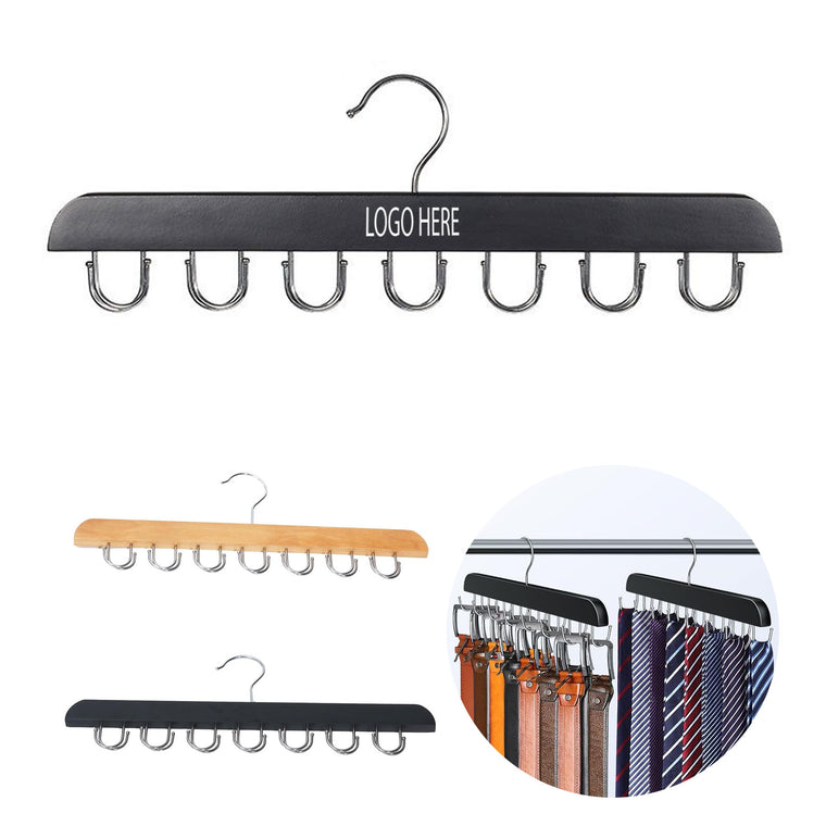 Wooden Belt Hanger Rack With 14 Hooks