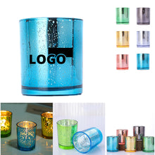 Custom Glass Candle Holder, Speckled Electroplated Finish