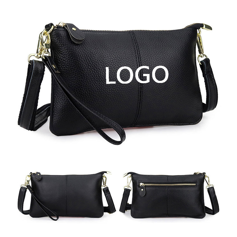 Wristlet Women'S Real Leather Wallet With Shoulder Strap