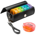 Weekly Pill Organizer/ 7 Pill Cases With Leather Storage Bag