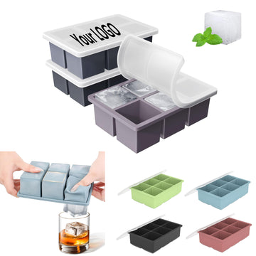 Food Grade Silicone Large Whiskey Ice Mold Tray With Lid