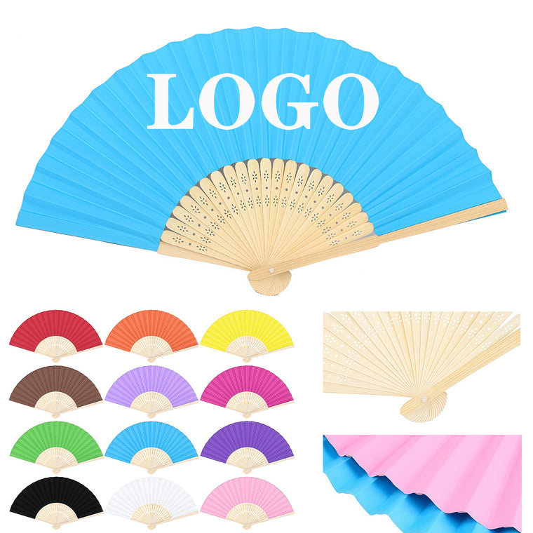 Full Color Folding Paper Fan with Bamboo Handle
