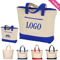 Zippered Cotton Canvas Tote Bag
