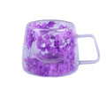 Double Walled Dried Flowers Glass Cups With Handle