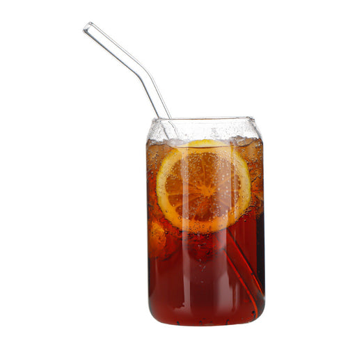 16Oz Pint Glass With Glass Straw & Bamboo Lid