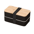 2 Layers Compartment Lunch Bento Box W/ Bamboo Lid & Cutlery