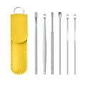 6Pcs Portable Stainless Steel Ear Scoop Set W/ Lether Bag