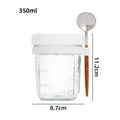 Reusable 12 OZ Overnight Oatmeal Glass Cup W/ Lid & Spoon