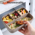 4-Compartment Plastic Food Lunch Box With Cutlery