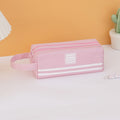 Oxford Fabric Dual Zipper Pencil Case With Handle