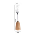 Stainless Steel Kids Tableware With Standing Wooden Handle