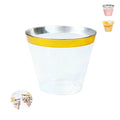 Gold And Silver Rim Transparent Plastic Party Cup