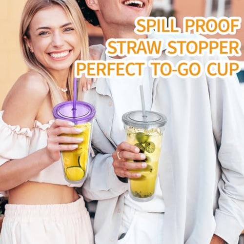 16OZ Double Layer Plastic Straw Cup