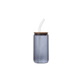 Bamboo-Lid High Borosilicate Glass Water Cup With Straw
