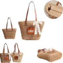One-Shoulder Hollow Straw Beach Bag