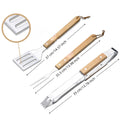 3-Piece Wood Handle BBQ Grill Tool Set