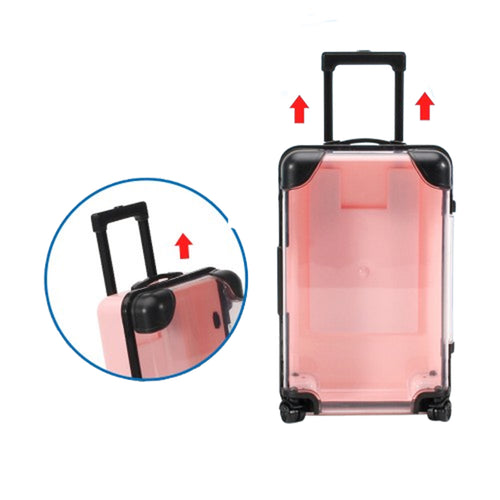 2-In-1 Mini Plastic Clear Suitcase & Phone Stand Luggage Box