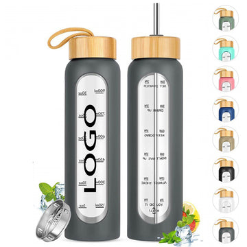 32 oz Glass Water Bottles with Straw