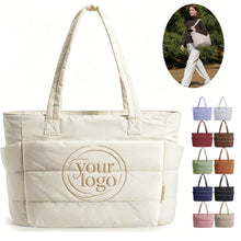 Lightweight Quilted Puffer Tote Bag With Zipper