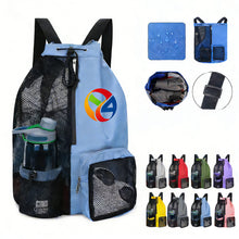 Beach Mesh Drawstring Backpack With Wet Pocket
