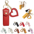 Lipstick Holder Keychain With Heart Mirror