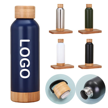 17Oz Bamboo Vacuum Insulated Bottle With Carry Handle