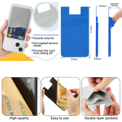 2 Pocket Silicone Adhesive Credit Card Cell Phone Sleeves