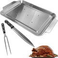 Classic Turkey Roasting Pan With Knife And Fork Set