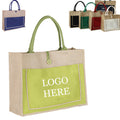 Natural Jute Tote Bag with Cotton Pocket