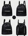 Lightweight Drawstring Gym Sack With Shoe Compartment