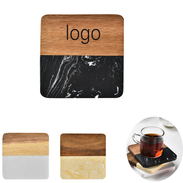 Premium Square Marble & Wood Coasters