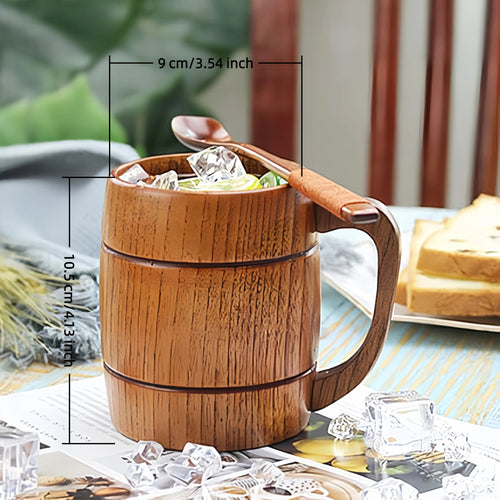 12oz Retro Wooden Beer Mug with Handle