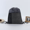 Drawstring Backpack With Front Pocket And Mesh Side Storage