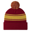 Two Tone Pom Striped Long Beanie Hat