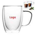 12 Oz Clear Double Glass Insulated Coffee Mug With Handle