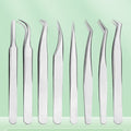 Home Portable Stainless Steel Eyelash Tweezer Clip Set Of 5