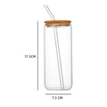 20oz Can Shaped Drinking Glasses W/ Bamboo Lid & Glass Straw