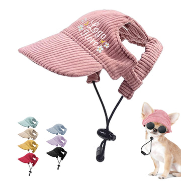 Breathable Corduroy Dog Sun Hat Adjustable Ear Hole Hat
