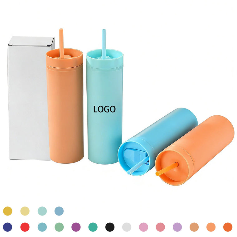 16 Oz Double Layer Plastic Straw Cup