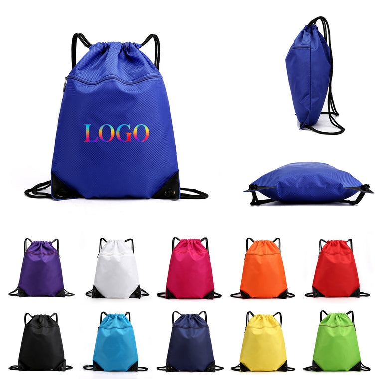 Waterproof Drawstring Backpack with Zipper Pocket