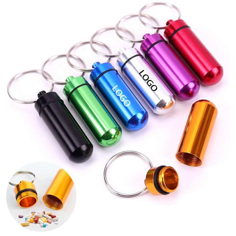 Portable Waterproof Aluminium Travel Pill Holder Keychain