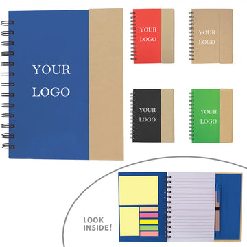 Magnetic Cover Spiral Notebook With Sticky Notes & Pen