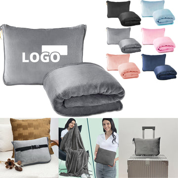 50X60" Packable Microfleece Travel Blanket W/ Carabiner