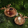 Solid Wood Plate With Antler Handles